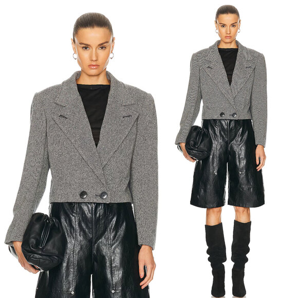 ISABEL MARANT ETOILE Cassidy Tweed Wool Blend Cropped Jacket Size XS/2 - Picture 3 of 16